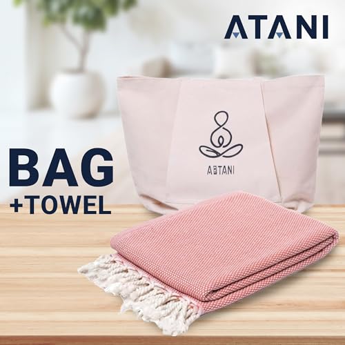 ATANI Turkish Beach Towel, Converts to a Bag, Oversized 100% Cotton Bath Towels Lightweight Quick-Dry Beach Blanket for Travel, Picnic, Camping, Yoga and Pool (Orange + Bag, 35 inc x 69 inc) - color: Orange + Bag, size: 35 inc x 69 inc