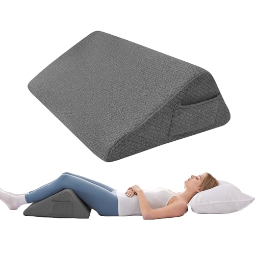 Bedluxe Knee Wedge Pillow, Memory Foam Leg Pillow Knee Pillow for Back Sleeping, Wedge Pillows for Legs Post Surgery, Triangle Pillow for Knee Support, Leg Elevation, Knees Hip Back Pain Relief, Black - color: Black, size: 23.6*18.9*7.9 Inch