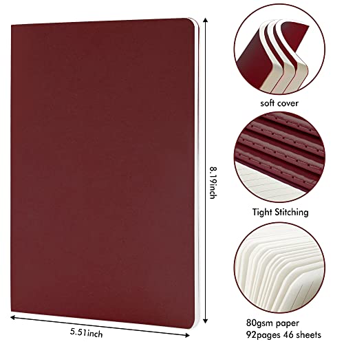 36 Pack Soft Cover Journal Bulk, Feela Lined Blank Travel Journal for Women Men Writing, Notebooks College Ruled for Work, Note Taking Notebook School Business Supplies, 8.2” x 5.5”, A5, Wine - color: 36 Wine
