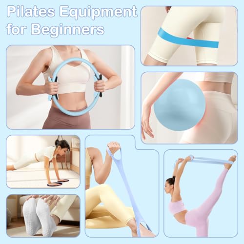 Hoedia Pilates Kit for Women, Pilates Equipment Ring and Ball Set - color: Blue