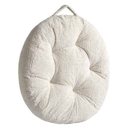 Floor Pillow, Large Meditation Sitting Cushion with Handle | for Tatami, Living Room, Yoga Use for Adults and Kids (1, Round, Cream, 22" x 22" x 6") - color: Round, Cream