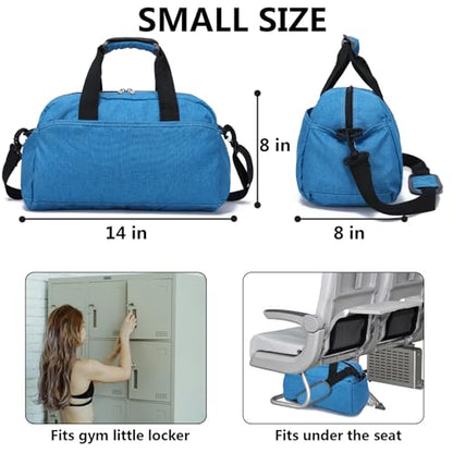 14 inch Small Gym Bag for Women & Men, Mini Duffel Bag for Travel Sports Lightweight Carry On Bag,Navy Blue - color: Navy Blue