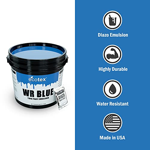 Ecotex® WR Blue Screen Printing Emulsion (Quart - 32oz.) Diazo Required Photo Emulsion for Silk Screens and Fabric - for Screen Printing Water Based Ink, Water Resistant Screen Printing Supplies - size: 32 fl oz