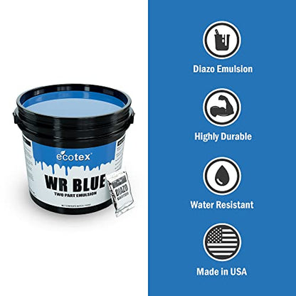 Ecotex® WR Blue Screen Printing Emulsion (Quart - 32oz.) Diazo Required Photo Emulsion for Silk Screens and Fabric - for Screen Printing Water Based Ink, Water Resistant Screen Printing Supplies - size: 32 fl oz