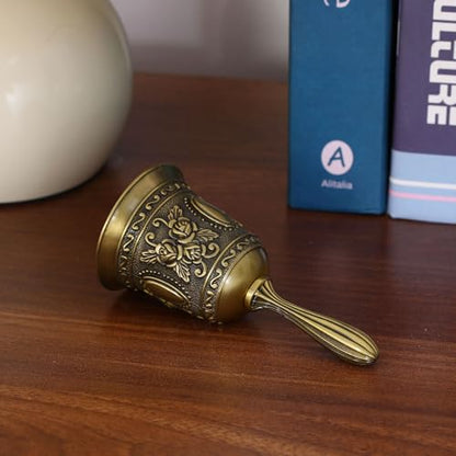 Super Loud Brass Hand Call Bell for Dinner Seniors Bedside-Bronze - color: Bronze