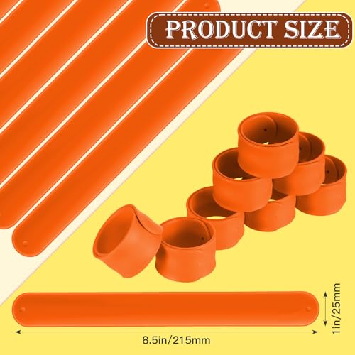 Gemscream 12 Pcs Silicone Slap Bracelets DIY Slap Bands Party Favors Bulk Blank Soft Wristband Wrist Snap Band for Craft Project DIY Painting Birthday Party Halloween Christmas - color: Orange