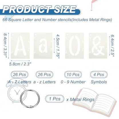 PATIKIL 2.5" Letter Number Stencils, 66Pcs Square Interlock Reusable Letter and Number Stencil Templates for Painting on Wall Wood Fabric Signage, Uppercase & Lowercase Letter Styles - size: 2.5 Inch