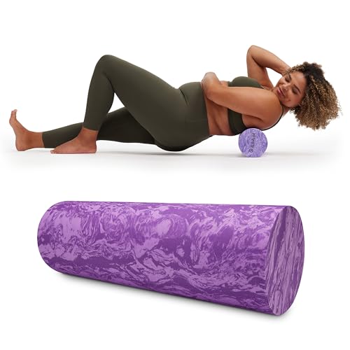 Gaiam Restore Foam Roller, Muscle Recovery, 18", High Density (Purple) | High-Density EVA Foam | Deep Tissue Massage | Pre & Post-Workout Muscle Recovery | Multiple Sizes | Home & Gym
