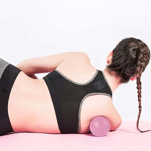 WOVTE Massage Lacrosse Ball for Sore Muscles, Shoulders, Neck, Back, Foot, Body, Deep Tissue, Trigger Point, Muscle Knots, Yoga and Myofascial Release (Pink) - color: Pink