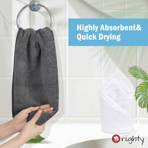 Orighty 6-Pack Grey Hand Towels, 16x28 inch Microfiber Gym Towels - color: Grey, size: Pack of 6