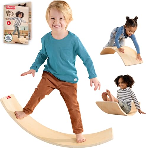Fisher-Price Wood Montessori Rockin’ Balance Board, Kids Ages 3+ Years