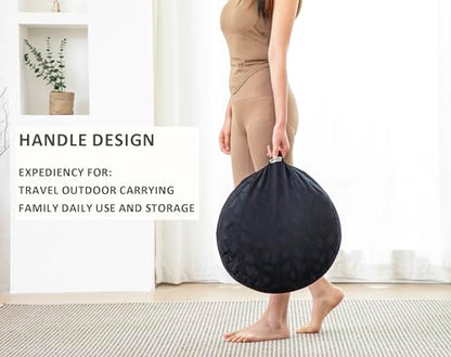 Meditation Cushion, Comfortable Meditation Pillow with Peacock Feather Jacquard Cover. Buckwheat Hull Filled Zafu Floor Pillow 16 * 16 * 5 in - color: Black