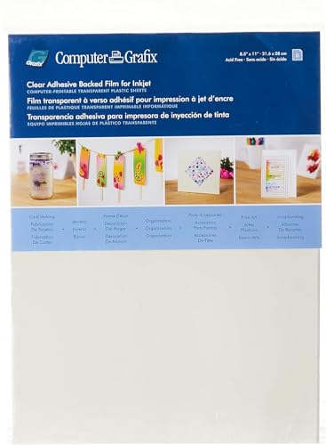 Grafix Adhesive Backed Inkjet Film, Clear, 8.5 x 11 in, Pack of 6 - color: Clear - Adhesive, size: Pack of 6 (8.5" x 11")