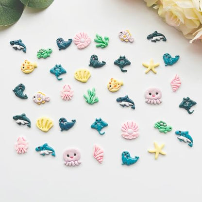 Under The Sea Polymer Clay Cutters Set - 13pcs Ocean Life Shapes Including Seal, Turtle, Jellyfish, Starfish, Dolphin & Shells for DIY Earring Jewelry, Soft Clay Crafts & Scrapbooking - color: V color