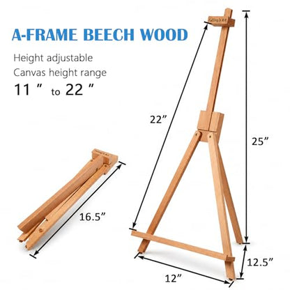 4 Pack Beechwood 25’’ Tabletop Easel Display Stand Set for Painting | Holding Canvas Up to 22 1/2 Inches High, Artist A-Frame Tripod with Rubber Feet, Portable Photo and Sign Holder - size: 4 Pack