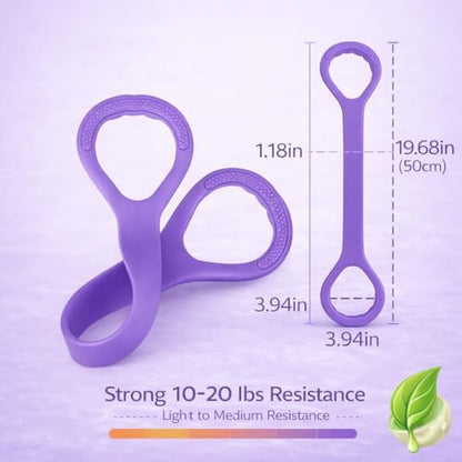 Figure 8 Resistance Band for Exercise – Stretch Band for Arms, Legs, Core & Shoulders – Elastic Workout Band for Home Fitness, Yoga, Pilates & Physical Therapy – Portable Training Equipment, Purple