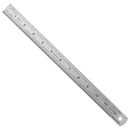 Pacific Arc Stainless Steel Ruler Inch and Metric, with 32nd and 64th Graduations, 12 Inches - style: 12 In