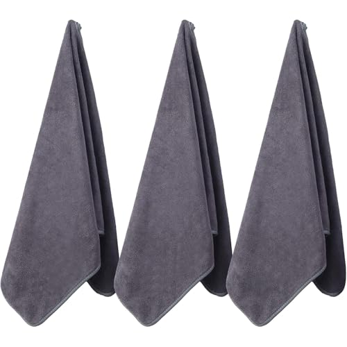 Microfiber Gym Towels Bigger Size Super Soft for Exercise Fitness, Sports | Highly Absorbent Workout Towel, 380-GSM 15 x 31-Inch Quick-Drying Yoga Towels (3 Pack, Pure Grey) - color: Pure Grey, size: 3P-15x31 inches