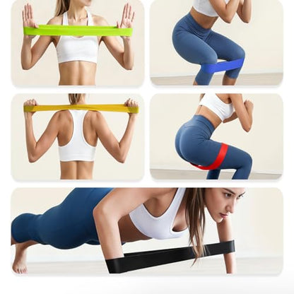 Resistance Bands Set of 5, 100% Natural Latex Skin-Friendly Exercise Loop Bands with 5 Resistance Levels for Legs, Glutes, Arms, Back - Includes Carry Bag for Home, Gym, Yoga, Pilates, Training