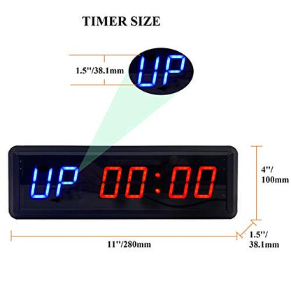 LED Interval Timer Count Down/Up Clock Stopwatch with Remote for Home Gym Fitness - color: Blue+red