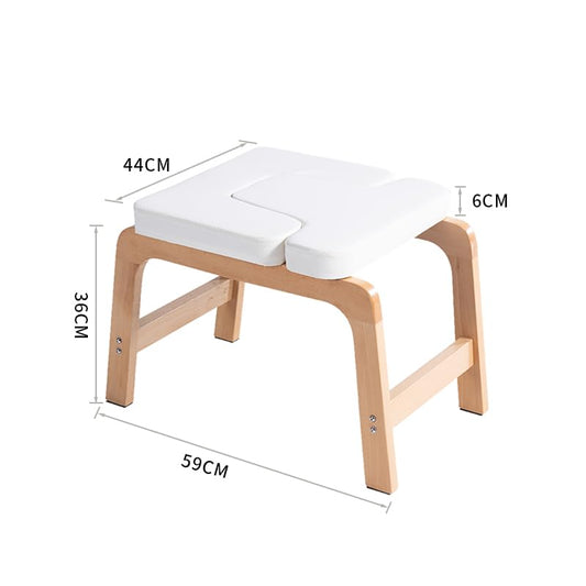 Beech Wood Headstand Yoga Chair Inverted Bench for Inversions and Relaxation,Correct Posture, Build Strength and Flexibility,Fat Burning and Balance Training - color: White