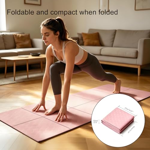 Foldable 8mm Thick Wide Yoga Mat Double-Sided Non Slip w/Carry Bag - color: blue