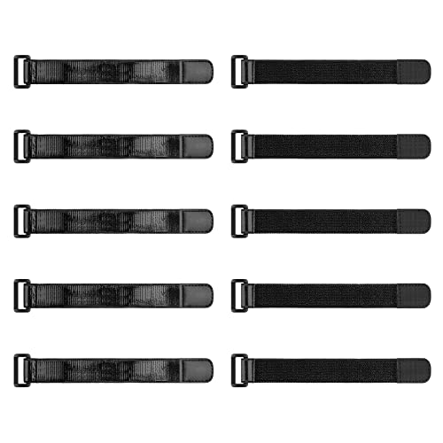 Trilancer Elastic Cinch Straps with Anti-Slip Strips, 9'' x 1.2'' (10 Pack) | Heavy Duty Multipurpose Hook and Loop Straps for Extension Cords, Cables, Ropes,Hoses, Bike, Pant Garters,Garage and Workshop - size: 9"(10 pcs)