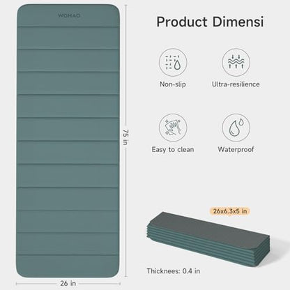 12-Fold POE Yoga Mat 75x26x0.4 Inches - color: Dark green+Dark grey
