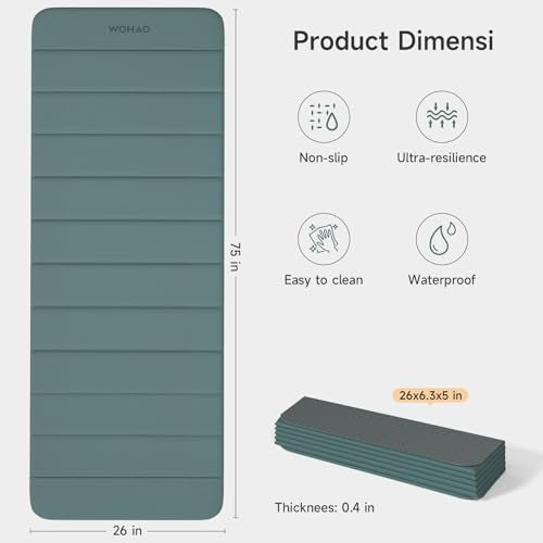 12-Fold POE Yoga Mat 75x26x0.4 Inches - color: Dark green+Dark grey