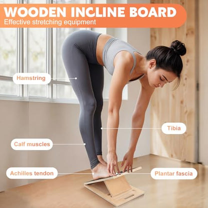 Portable Slant Board for Calf Stretching, Adjustable Wooden Calf Stretcher Incline Board, Calf Stretch Board for Squats Leg Knees Heel Ankle Stretching - color: 1PC（Slant Board）