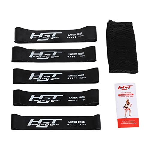 HGT Resistance Bands Set - Latex-Free Booty Bands for Women & Men - Supports Stretching, Yoga, PT, Glutes & Legs Training - Exercise Equipment for Home/Gym Workouts - color: Black