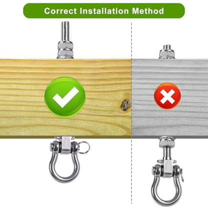 SELEWARE Heavy Duty Swing Hanger with Bearings, 2 Pack Porch Swing Hardware | 304 Stainless Steel, M10 x 9 Inch Bolts, Supports Up to 1500LB, Designed for Wood Beams, Steel Frames and Yoga Hammocks - color: U (9 inch, 2 Pack)