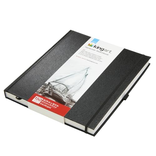 KINGART Hardcover Jumbo Sketchbook – 10.75 x 12.5 Inch, 1-Pack – 150 Sheets (68 lb / 100 GSM), Heavyweight Acid-Free Paper – Durable Smyth-Sewn Art Journal for Mixed Media