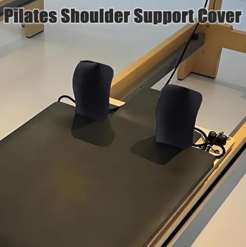 2PCS Pilates Reformer Shoulder Block Covers with Hook & Loop Fastener for Enhanced Comfort & Stability, Adjustable Nylon Shoulder Rest Covers for Pilates Enthusiasts, Trainers(without Mat)(Black)