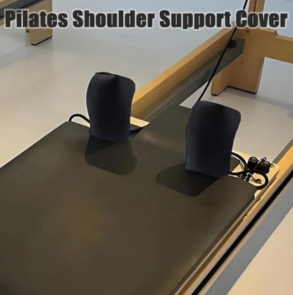 2PCS Pilates Reformer Shoulder Block Covers with Hook & Loop Fastener for Enhanced Comfort & Stability, Adjustable Nylon Shoulder Rest Covers for Pilates Enthusiasts, Trainers(without Mat)(Black)