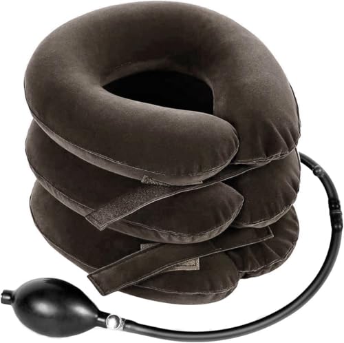 Cervical Neck Traction Device for Instant Neck Pain Relief - Inflatable & Adjustable Neck Stretcher Neck Support Brace, Neck Traction Pillow for Home Use Neck Decompression (Classic Gray) - color: Classic Gray