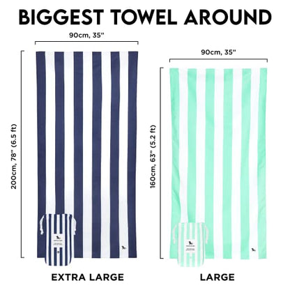 Dock & Bay Beach Towel - Quick Dry, Sand Free - Compact, Lightweight - 100% Recycled - Includes Bag - Cabana - Kamari Charcoal - Large (160x90cm, 63x35) | Sand-Resistant, Includes Travel Bag, Lightweight & Compact, 100% Recycled DryQ Fabric, Large (160x90