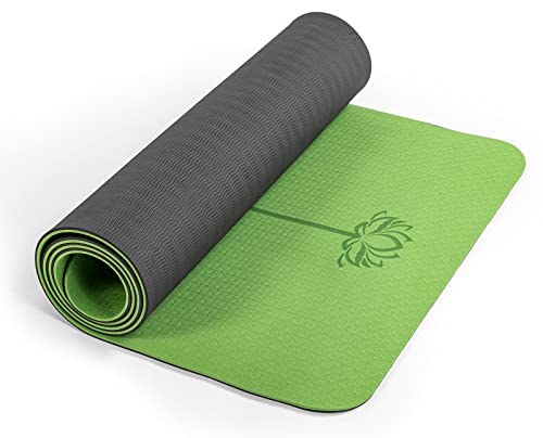 Yoga Mat Non Slip, Pilates Fitness Mats, Eco Friendly, Anti-Tear 1/4" Thick Yoga Mats for Women, Exercise Mats for Home Workout with Carrying Sling and Storage Bag - color: Vibrant Green & Black