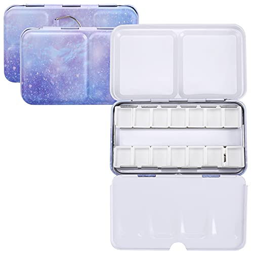 MYARTOOL Empty Watercolor Palette, Metal Watercolor Tins Box Palette Paint Case with 12 Empty Half Pans, Paint Tray Palette Suitable for Watercolor, Acrylic, Gouache, Oil Painting - color: Purple, size: 12 PCS Empty Half Pans