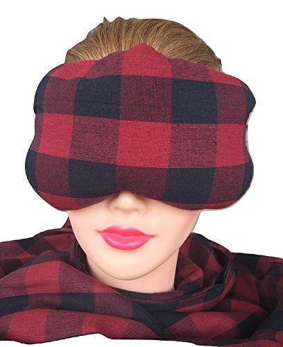 Eye Mask Lavender Eucalyptus, Sinus, Herbal Pack, Hot Cold Pack, Heat Wrap,Organic, Flax Seed, Microwave Therapy, Sleep Mask, Yoga Meditation Eye Pillow, Buffalo Plaid Checkers