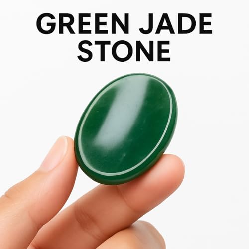 Natural Polished Thumb Palm Crystal for Meditation, Green Jade Worry Stone for Stress Relief, Anxiety Support & Pocket Reiki Healing - color: Green Jade
