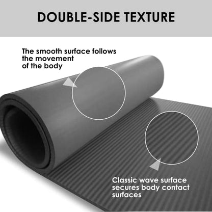 YAMAZEN 72"X24" Extra Thickness Yoga Workout Mat for Home Gym Exercise | All Purpose Mat with Strap | 10mm(2/5") / 15mm(3/5") Thickness - color: Gray