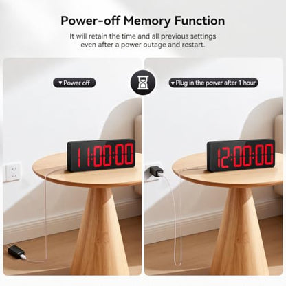 Gym Timer Clock, 12" LED Exercise Timer for Workout Intervals - color: Red