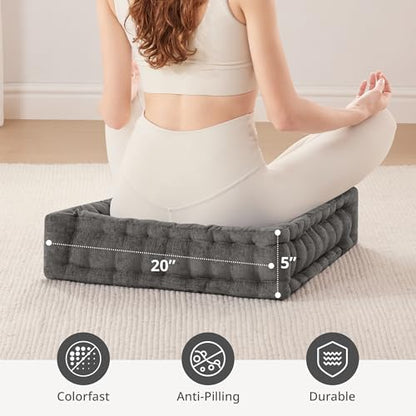 Intelligent Design Floor Pillow Meditation Cushion, 20x20 Charcoal - color: Charcoal