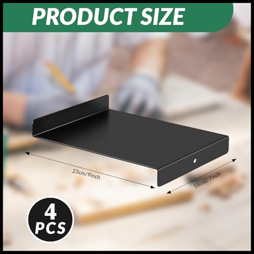 Suzile 4 Pcs Bench Hook Metal Inking Plate Linoleum Printmaking Block Stop Ink Plate Printing Supplies Linocut Carving Tools for Block Printing Wood Carving, 9 x 7 x 1 Inches