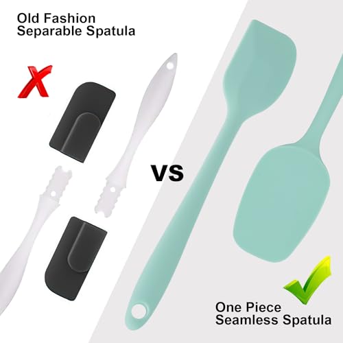 Silicone Spatulas Set, Rubber Spoon Spatula Heat Resistant Spoonula One Piece Design Seamless Spatula Non-Stick Scrapers Baking Mixing Tool (Light Green) - color: Light Green