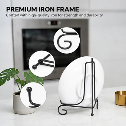 Artliving Plate Stands for Display, 10 Inch Black Iron Easel Plate Display Photo Holder Stand, Displays Picture Frames, Decorative Plates, Tablets and Art (4 pack) - size: 10 inch (4 pack)