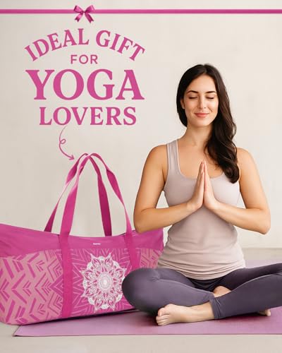 Gonex Yoga Mat Bag For Women, 60L Extra Large Pilates Mat & Blocks Carrier - color: Rose Red