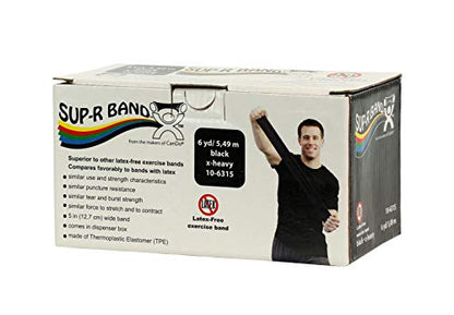 CanDo 10-6315 Sup-R Latex Free Exercise Band Roll, 6 yd Length, Black-X-Heavy - color: Black: X-Heavy, size: 6 yd