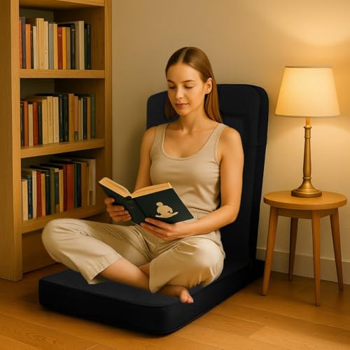 Friends Of Meditation 4-in-1 Folding Buddha Chair – Ergonomic Yoga Seat with Half-Moon Zafu, Detachable Lumbar Support & Carry Case – Black - color: Black